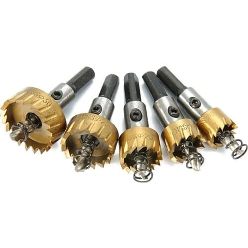 5-Piece Steel Hole Opener, Titanium-Plated Stainless Steel Serrated, Aluminum Alloy Iron Plate Drill Bit Set CNIM Hot