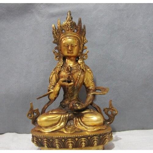 9" Tibetan Buddhism copper Bronze Vajrasattva Kwan-yin Bodhisattva Buddha Statue