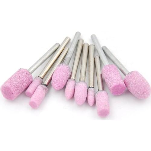 10pcs Abrasive Pink Mounted Stone Rotary Tool Grinding Wheel 1/8 Shank For Accessories Abrasive Tools