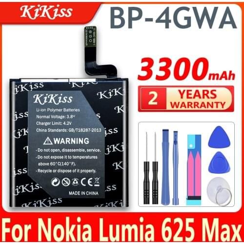 KiKiss BP-4GWA Mobile Phone Battery 3300mAh For Nokia Lumia 625 Max Lumia625H Lumia 720 720t RM-885 Zeal Rechargeable Batteries