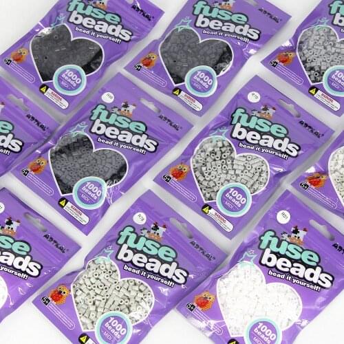 Artkal Beads 9 Bags Gray Hue Colors R-5mm Soft Perler Beads RB1000-Gray