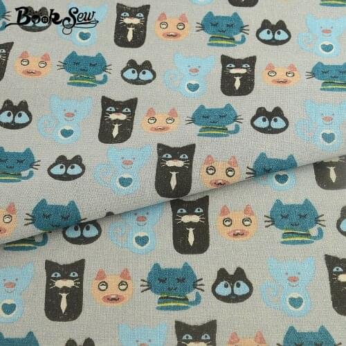 Booksew Gray Telas Por Metro Cotton Linen Fabric Ankara Fabric Tissu Coton DIY Patchwork Sewing Tecido Material Cartoon Curtain