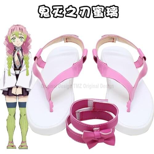 Demon Slayer Kimetsu no Yaiba Cosplay Shoes Anime Comic Kanroji Mitsuri Cosplay Boots Shoes Pink Samurai Daily Leisure Shoes