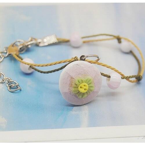New Cute Girls Chinese Style Ceramics Beads Flower Charm Bracelet Women Handmade Vintage Bracelet Female Jewelry Party Gift