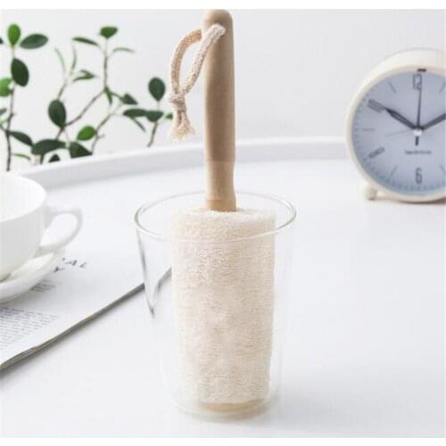 Cleaning Brush Tools Long Wooden Handle Loofah Brush Household Tea Cup Brush Simple Practical Tool Kichen Accessories