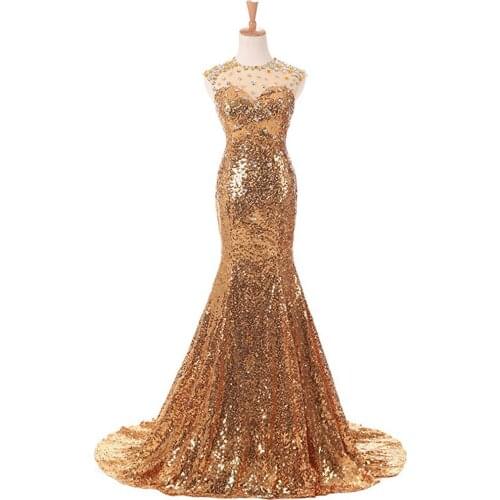 Long fishtail sequined lace dress beaded evening dress long gown for women party vestidos A296