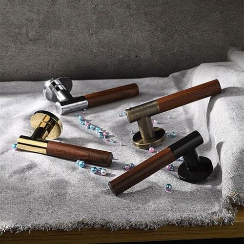 1set Door Lock Antique Wood Pattern Interior Living Room/Bedroom Black Door Handle Lock Doors