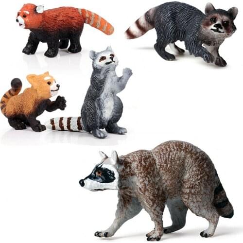 Raccoon Family Figurine Wild Animal Figure Model Toy Collector Decor Kid Gift Collector Decor Simulation Educational Figures