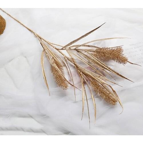 5pcs/lot Simulation Golden Fog 100CM Long Artificial Plants Reeds Flower Wall Wedding Background Decoration Smog Diy Flower Row