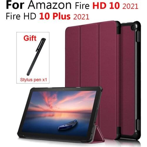 Magnetic Case For Amazon Kindle Fire Hd10 2021 /HD 10 Plus 2021 Case Pu Leather Shockproof Cover Smart Tablet Case