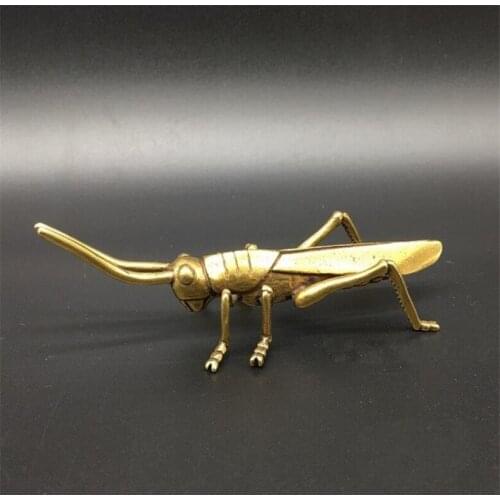 Copper Statue Collection Chinese Brass Carved animal Grasshopper Exquisite Small Statues