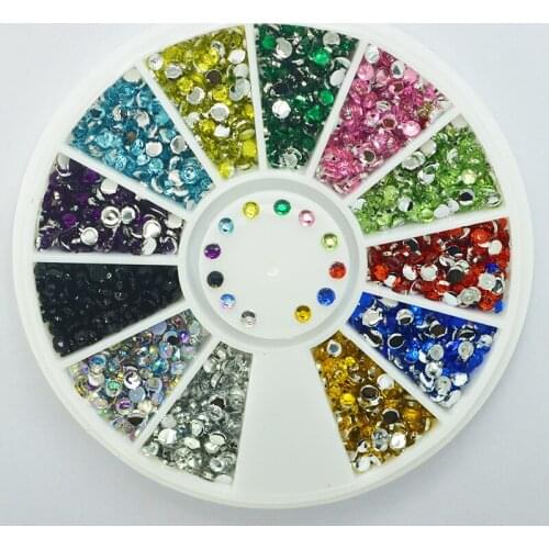 Mix 12 Color Nail Art Tips Decoration Crystal Glitter Rhinestone Nail Tools With Whee DIY Gems Decoration