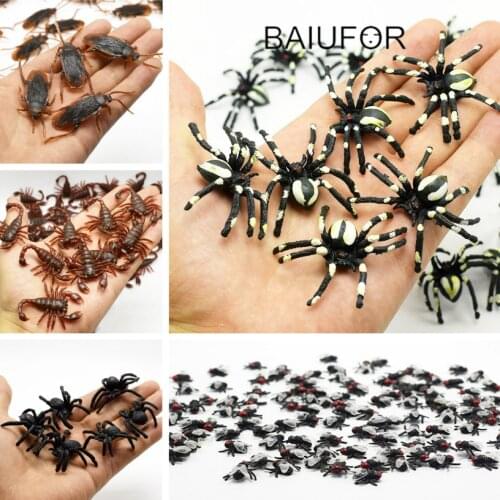 BAIUFOR Miniatures Simulate PVC Insects Spider Fly Cockroach Scorpion Centipede Horror Toy Halloween April Fools Day Props