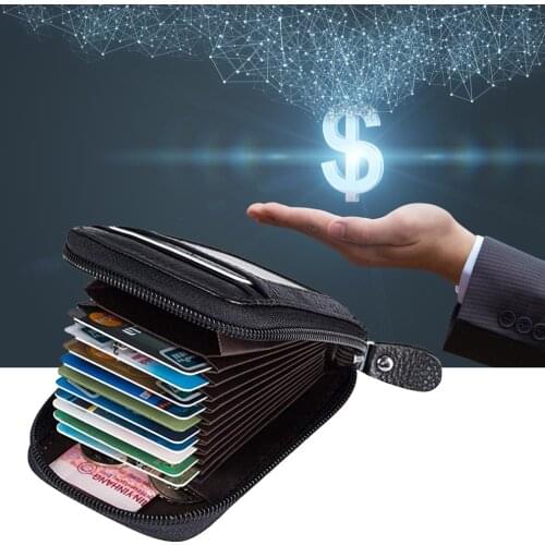 Fashion Unisex Business PU Leather Wallet ID Credit Card Holder Name Cards Case Pocket Organizer Money Phone Coin Bag