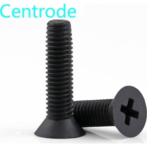 GB819KM Black Cross Countersunk Nylon Machine Screw Cross Flat Head plastic screws M2.5M3M4M5M6 20Pcs