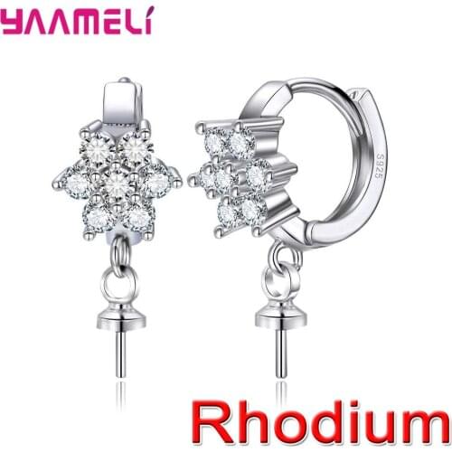 Latest New Fine 925 Sterling Silver DIY Jewelry Findings for Earring Making Accessoires Components Cubic Zircon Connector Bail