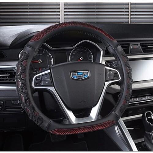 D Shape Steering Wheel Cover PU Leather for Geely Atlas Emgrand EC7 Coolray VW Golf 7 Hyundai Santa fe 2014-2020