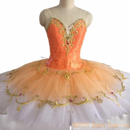 Ombre Orange White Golden Women Professional Ballet Costume Adult Child YAGP Pancake Platter Tutu Classical Ballet Stage Costume