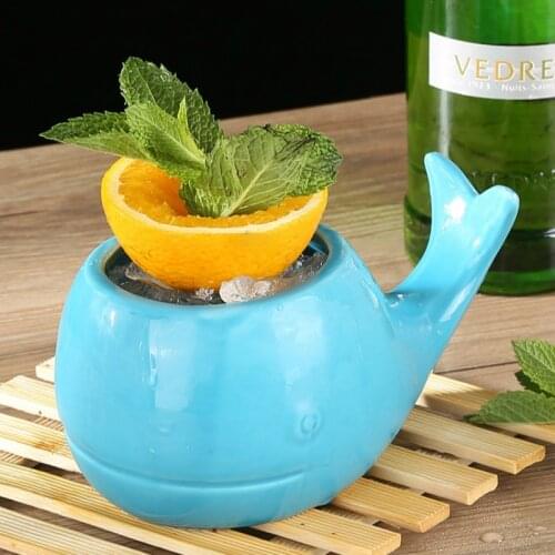 Bar Drinking Originality Personality Ceramics Cup 3D Blue Whale Cocktail Wine Glass Base Cup Lovely Modeling Wine Glass Tiki Mug