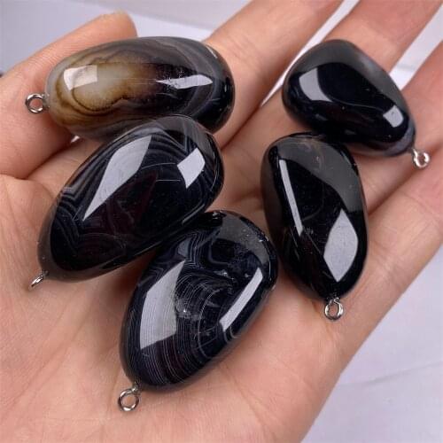 1pc Natural Stone Black Veins Agates Pendant Irregular Charms Pendants For Jewelry Making DIY Necklace Accessories Reiki Healing