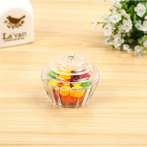 Transparent Plastic Cake Shaped Small Jewelry Candy Biscuit Box Birthday Party Gift Wrapping Container LX8309