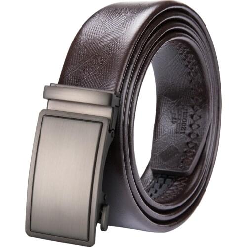Hi-Tie Brand 2018 Cowhide Leather Belts For Men Luxury Automatic Buckle Brown Belts for Jeans Formal Casual Wild Belts EB-2011