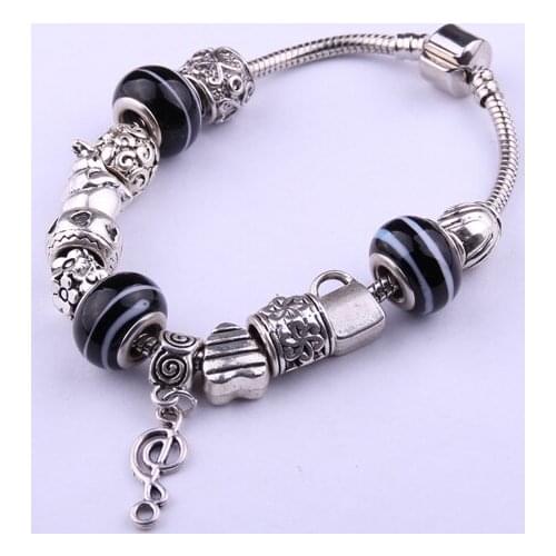 Alloy charm european bead Bracelet for metal Bracelet Bangle Vintage Jewelry