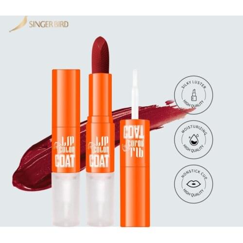 SINGERBIRD Lips Makeup Lipstick Lip Gloss Long Lasting Moisture Cosmetic Red Lip Double Use Matte Lipstick Waterproof Fashion