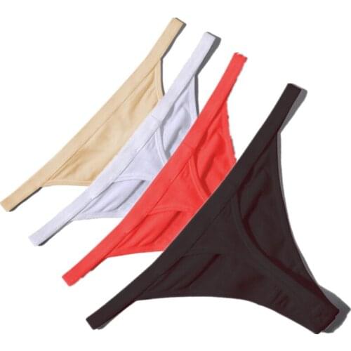 Hot Sale Sexy Women Cotton G String Thongs Low Waist Sexy Panties Ladies' Seamless Underwear Black Red White Skin Erotic Panty