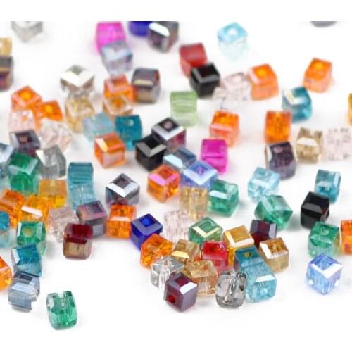 UPGFNK Square Austriancrystal Glass beads 4mm 100Pcs Loose Spacer beads for Jewelry making bracelet DIY accessories Wholesale