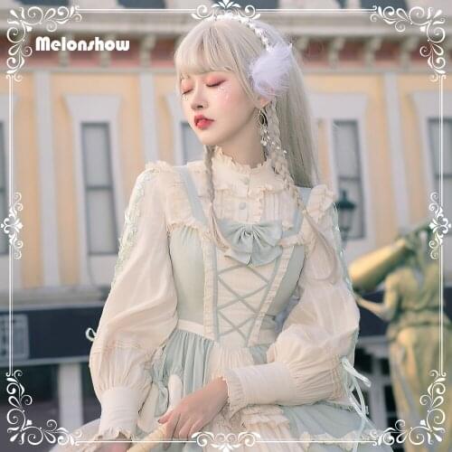 Melonshow Women Blouse and Shirt Summer Sweet Lolita Top Plus Size Woman Dress Kawaii Clothing Ladies Underwear Sweet Blouse