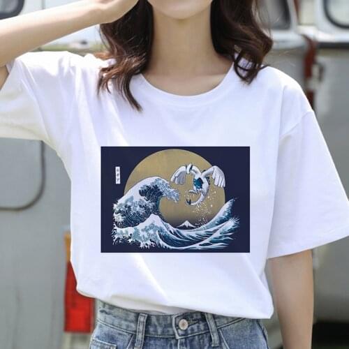 2021 Summer Great Guardian Wave T Shirt women Aesthetic Cute Japanese Short Sleeve Vintage Tshirt Harajuku tee tops
