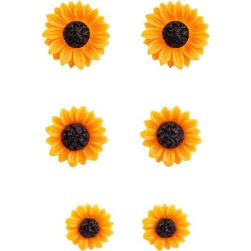 ZWPON New Resin Sunflower Stud Earrings for Women 15MM 18MM Small Flower Earrings Jewelry Wholesale