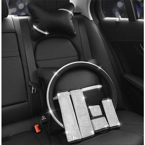 1PCS Bling Rhinestones Crystal Car Seat Belt Cover Shoulder Pads Car Shifter Gear Hand Brake Covers Auto Interior Accessories