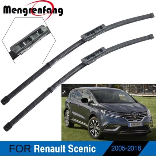 2 Pieces Car Front Windscreen Wiper Blades Soft Rubber Wiper Bayonet Push Button Arms For Renault Scenic 2005-2018