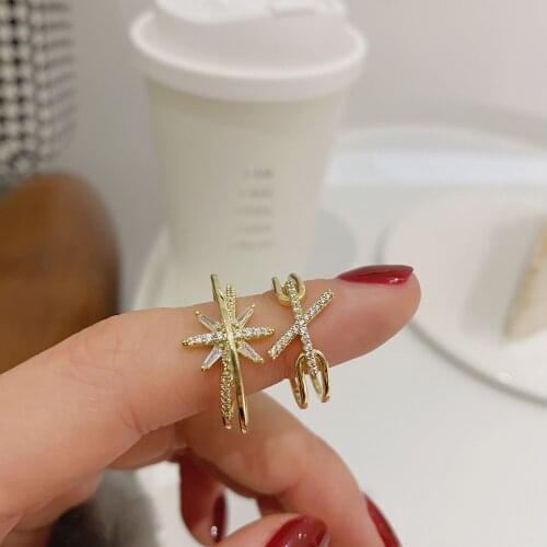 2021 New Fashion Brand Jewelry Crystal Star Adjustable Rings for Women Delicate Gift Engagement Rings