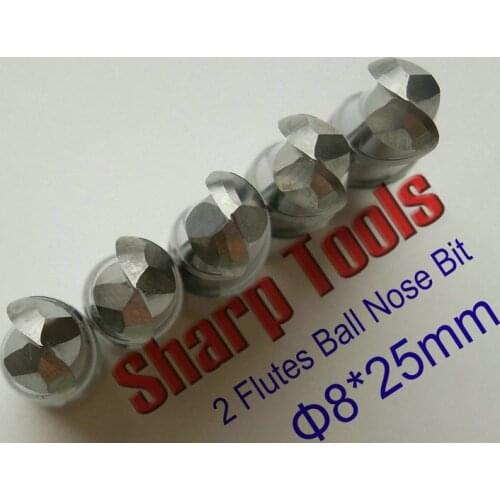 8x25MM 5pcs 2 Flute Solid Carbide Ball Nose End Mill Wood Router Cutter, CNC Milling Cutters for Wood Router Engraving Carving