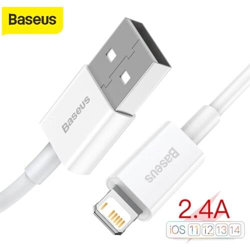 Baseus USB Cable For iPhone 12 11 Pro Max Xs X 8 Plus 2.4A Fast Charging Cable For iPhone 5s 6s 7 SE Charger Cable USB Data Line