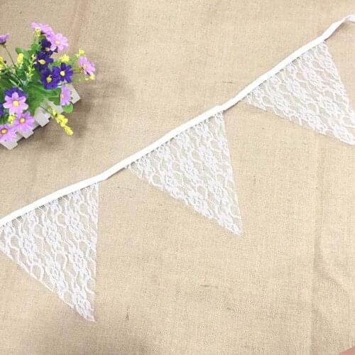 White lace Flower pennant Married Wedding Decoration Event Party Supplies Decor