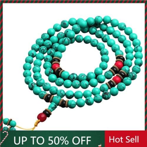 Natural Stone 8mm 108 Beads Bracelet Bohemia Tibetan Buddhist Prayer Rosary Four-lay Bracelets Bangles Women Jewelry