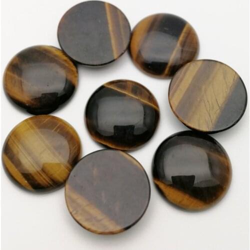 Wholesale fashion natural tiger eye stone beads 25mm round cab cabochon no hole 12pcs for DIY jewelry making free shipping