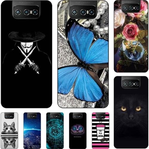Phone Case For Asus Zenfone 7 ZS670KS 7 Pro ZS671KS Soft TPU Relief Silicone Case Animal Cat Cover Coque