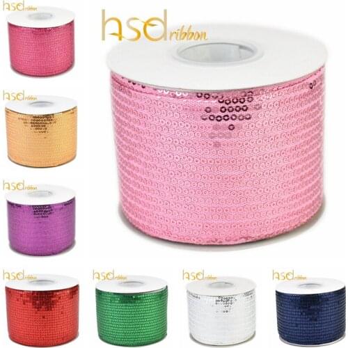 HSDRibbon 3 inch 75MM Colorful Straight Sequin Ribbon 25Yards/Roll