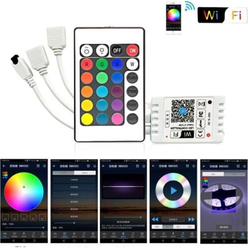 DC5V- 28V WiFi / RGB LED Controller Android IOS APP , IR 24Key Remote Control For 2835 5050 RGB LED strip