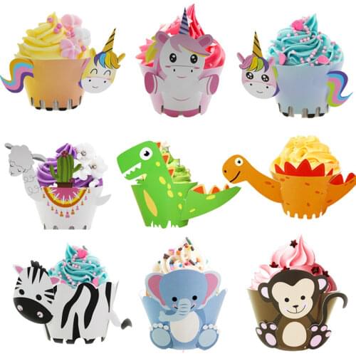 Unicorn Llama Cake Toppers Jungle Theme Birthday Party Decor Cupcake Wrapper Cupcake Decor for Kids Birthday Party Supplies