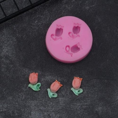 Tulip Shape 3D Silicone Mold Plant Flower Fondant Cake Decorating Tools Cupcake Sugarcraft Chocolate Molds Small Size