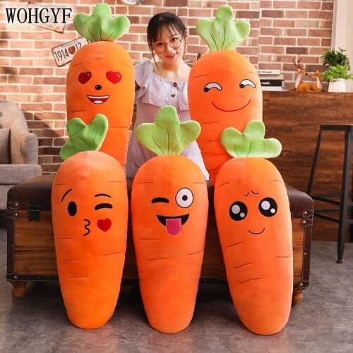 45-110cm Cartoon Smile Carrot Plush Toy Cute Simulation Vegetable Pillow Stuffed Soft Dolls for Children Gift