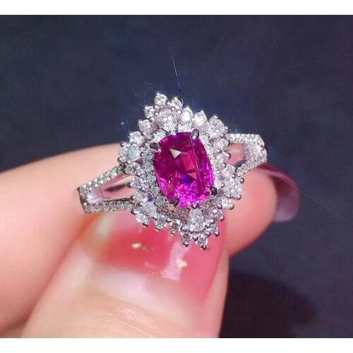 Y402 Fine Jewelry Sapphire Ring Natural 1.07ct Vivid Violet Sapphire Gemstone Pure 18K Gold Jewelry For Women Diamonds Rings