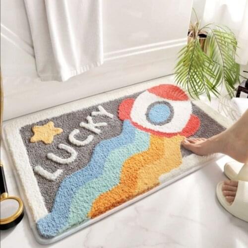 Cartoon Entrance Door Mat Imitation Cashmere Bathroom Water Absorption Non Slip Bedroom Carpet Comfortable Kawaii Rug Restroom