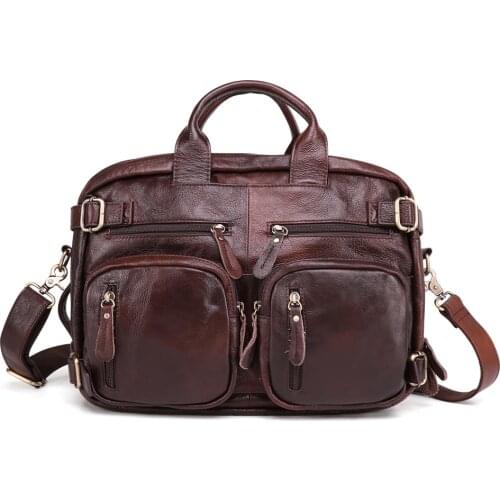 Leather Mens Bag Fashion Leisure Mens Travel Backpack Multi Function Briefcase Single Shoulder Messenger Bag